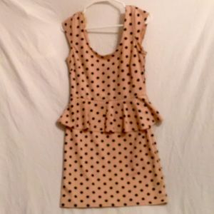Speechless, Pink Polkadot Peplum Dress